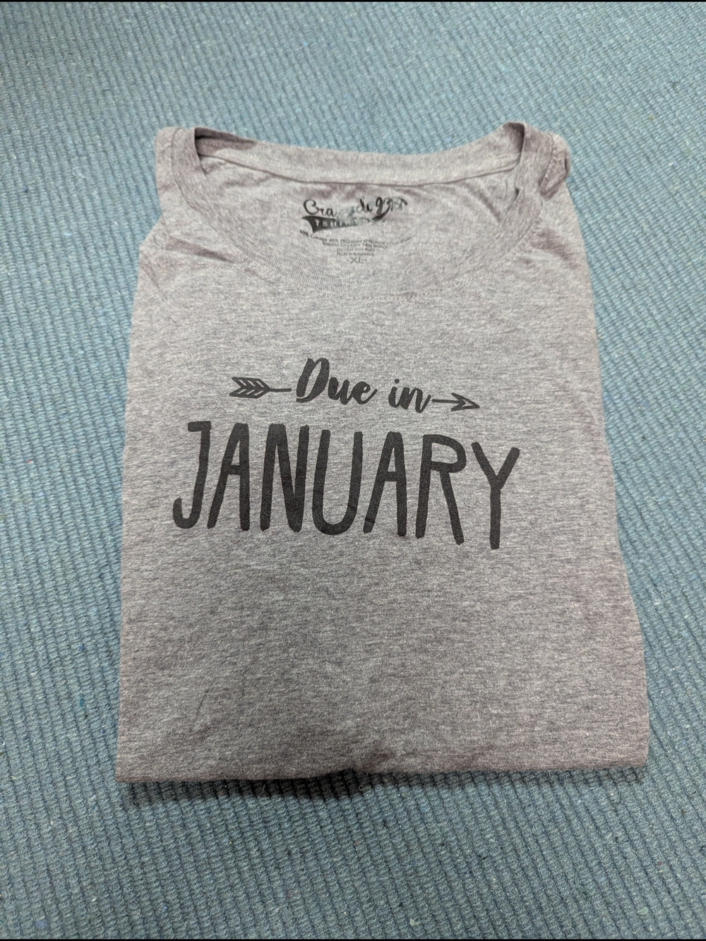 Gray 'Due in January' Maternity Tee